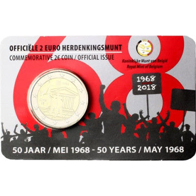 Belgique 2 euros 2018 Carte commémorative Révolte étudiante de mai 1968