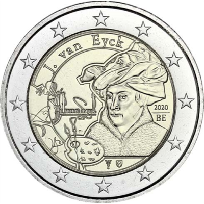 Belgique 2 Euro 2020 Carte de pièces Jan van Eyck