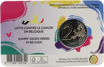Belgique 2 Euro 2024 Lutte contre le cancer en CoinCard
