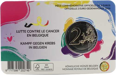 Belgique 2 Euro 2024 Lutte contre le cancer en CoinCard