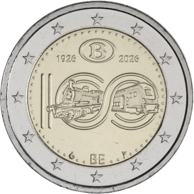 Belgique 2 Euro 2026 - 100 ans des Chemins de fer nationaux belges (SNCB)