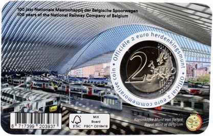 Belgique 2 Euros 2026 CoinCard - 100 ans des Chemins de fer belges SNCB