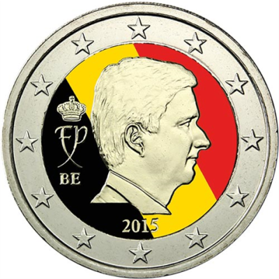 Pièce de 2 euros belge de couleur Roi Philippe