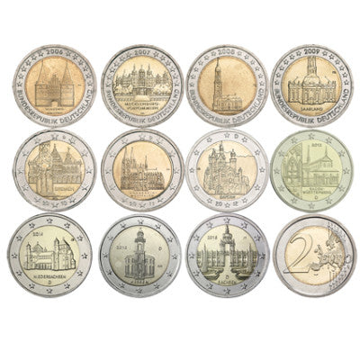 Allemagne 11 x 2 euros - Coffrets 2006-2016 bfr. Série Monuments des Länder Mzz. A-J