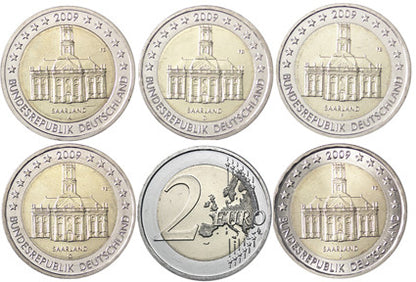 Allemagne 2 Euro 2009 Ludwigskirche Saarbrücken - Série complète A D F G J