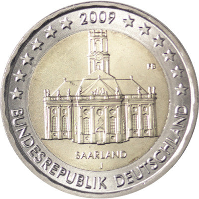 Allemagne 2 Euro 2009 Ludwigskirche Saarbrücken - Marque d'atelier J