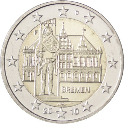 Allemagne 2 euros 2010 Brême Roland - Marque d'atelier F