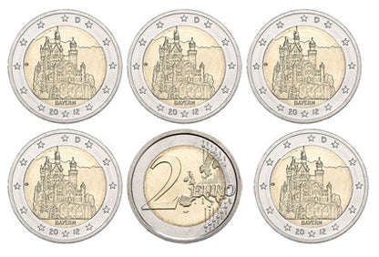 Allemagne 2 Euro 2012 – Château de Neuschwanstein – Série complète A, D, F, G, J