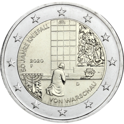 Allemagne 2 euros 2020 Varsovie Génuflexion - Marque d'atelier F
