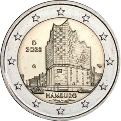 Allemagne 2 Euro 2023 Hambourg Elbphilharmonie - Marque d'atelier G