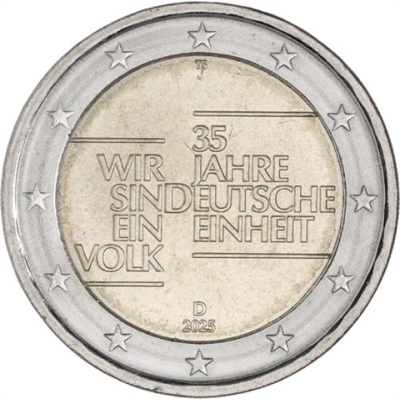 Allemagne 2 euros 2025 Unité allemande Marque d'atelier J