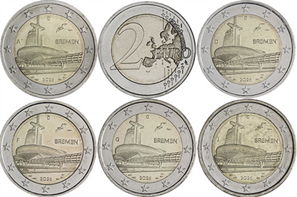 Allemagne 2 Euro 2026 Maison Climat Bremerhaven Ensemble complet A D F G J