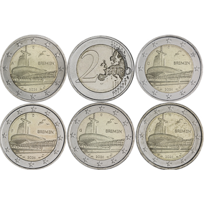 Allemagne 2 Euro 2026 Maison Climat Bremerhaven Ensemble complet A D F G J