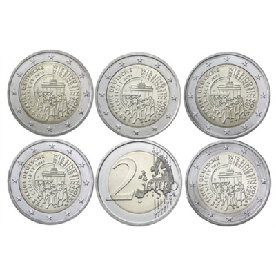 Allemagne 5 x 2 Euro 2015 - 25 ans d'unité allemande - ADFGJ