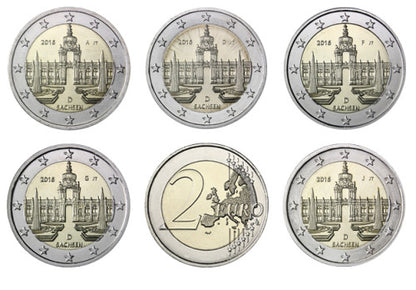 Allemagne 5 x 2 Euro 2016 - Dresde Zwinger - Marques d'atelier ADFGJ