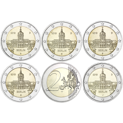 Allemagne 5 x 2 Euro 2018 - Château de Charlottenburg, Berlin - ADFGJ