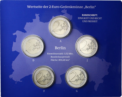 Allemagne - Lot de 5 pièces de 2 euros 2018 en état neuf - Château de Charlottenburg (dans son étui)