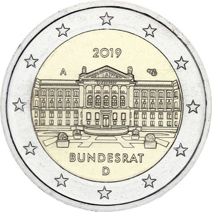 Allemagne 5 x 2 euros 2019 – Conseil fédéral – Marque d'atelier ADFGJ