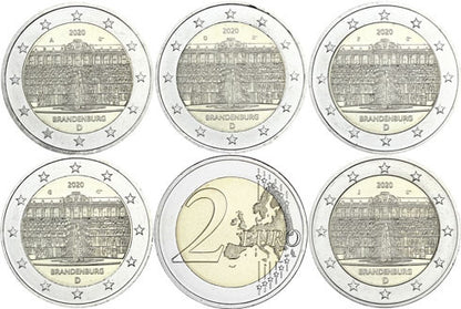 Allemagne 5 x 2 Euro 2020 - Palais de Sanssouci, Potsdam - ADFGJ