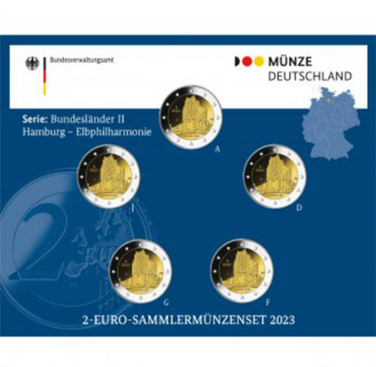Allemagne 5 x 2 Euro 2023 Elbphilharmonie Hambourg Mzz A – J