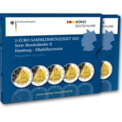 Allemagne 5 x 2 Euro 2023 PP Elbphilharmonie Hambourg dans la brochure