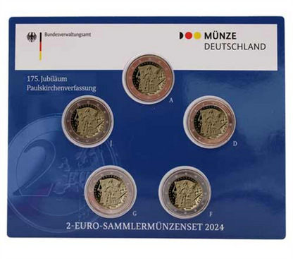 Allemagne 5 x 2 Euro 2024 Paulskirche Constitution Mzz A - J