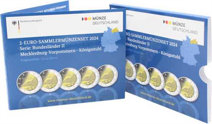 Allemagne 5 x 2 Euro 2024 PP Königsstuhl - Falaises de craie (voir la brochure)