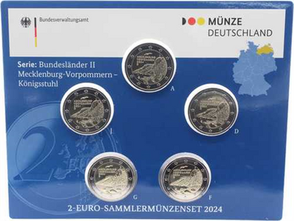 Allemagne 5 x 2 Euro 2024 Stgl Königsstuhl - Falaises de craie dans la brochure
