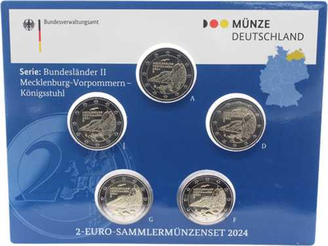 Allemagne 5 x 2 Euro 2024 Stgl Königsstuhl - Falaises de craie dans la brochure