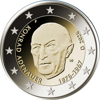 Allemagne 5 x 2 Euro 2026 - Konrad Adenauer - Marques d'atelier A-D-F-G-J