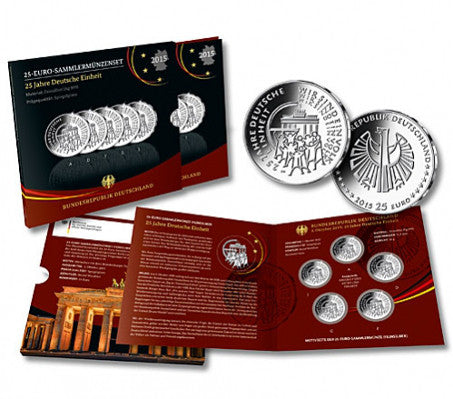 Allemagne 5 x 25 euros 2015 PP Ensemble complet de l'unité allemande