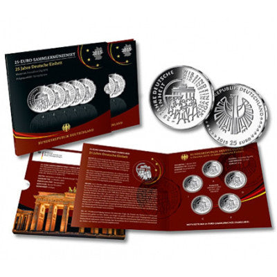Allemagne 5 x 25 euros 2015 PP Ensemble complet de l'unité allemande