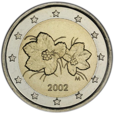 Pièce de 2 euros finlandaise de 2002 en circulation - Mûre arctique