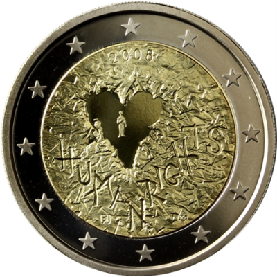 Finlande 2 Euro 2008 PP 60 ans de droits de l'homme