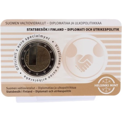 Finlande 2 Euro 2025 Diplomatie - Carte à pièces (version finnoise/suédoise) marron
