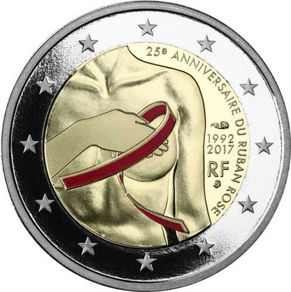 France 2 Euro 2017 PP en couleur Lutte contre le cancer du sein « 25e anniversaire Ruban Rose »
