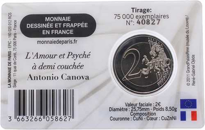 France 2 Euro 2025 Musée du Louvre - CoinCard - Cupidon et Psyché