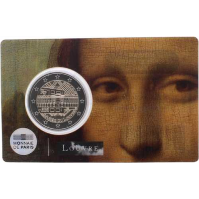 France 2 Euro 2025 Musée du Louvre - Carte-pièce - Mona Lisa