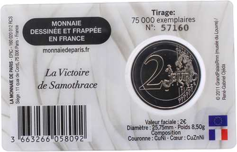 France 2 Euro 2025 Musée du Louvre - CoinCard - Nike de Samothrace