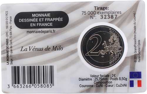 France 2 Euro 2025 Musée du Louvre - CoinCard - Vénus de Milo