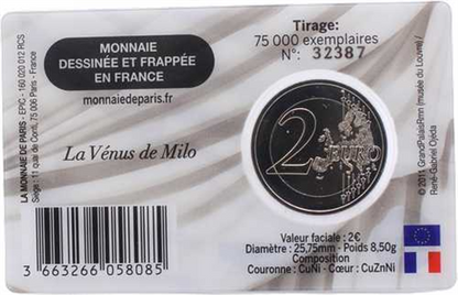 France 2 Euro 2025 Musée du Louvre - CoinCard - Vénus de Milo