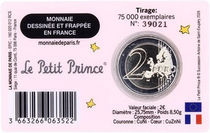 France 2 Euro 2026 – 80 ans du « Petit Prince » - Carnet de pièces - Rose