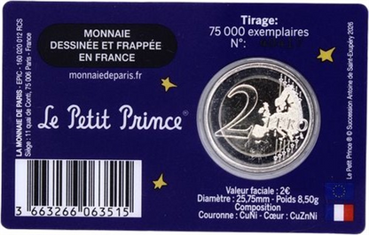 France 2 Euro 2026 – 80 ans du « Petit Prince » - CoinCard Cloud - Bleu foncé