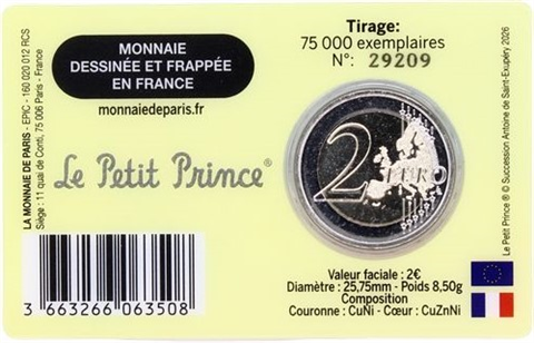 France 2 Euro 2026 – 80 ans du « Petit Prince » - CoinCard Desert Runner - jaune