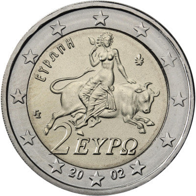 Grèce 2 Euro 2002 Europe sur le Taureau