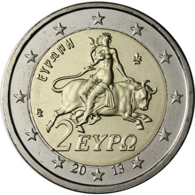 Grèce 2 Euro 2013 bfr. Europe sur le Taureau