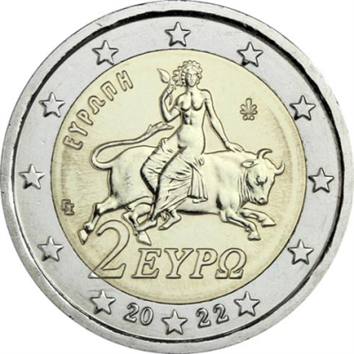 Grèce 2 Euro 2022 Stgl. Europe sur le taureau