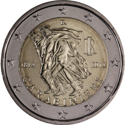 Italie 2 Euro 2014 bfr. 200 ans des Carabiniers
