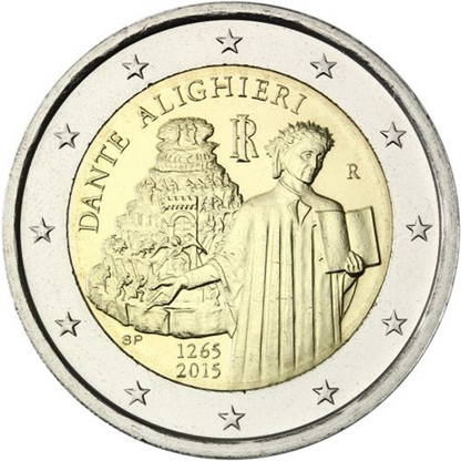 Italie 2 Euro 2015 bfr. Pour commémorer le 750e anniversaire de la naissance de Dante Alighieri