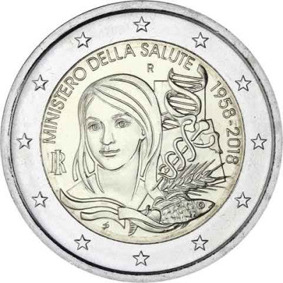 Italie 2 Euro 2018 à l'occasion du 60e anniversaire du ministère de la Santé